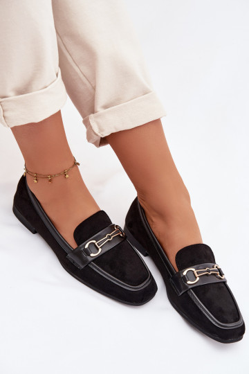 Damen Mokassins mit Ornamenten in schwarzer Palerina