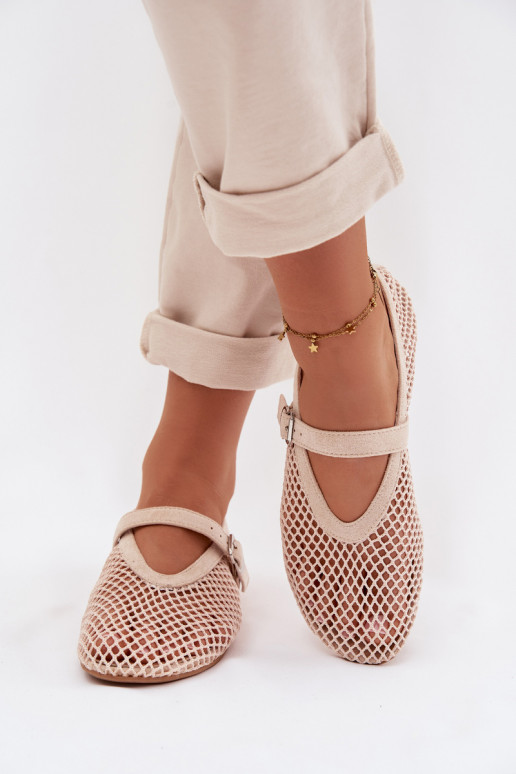Netz Ballerinas mit Riemen elfenbeinfarbe Pherina