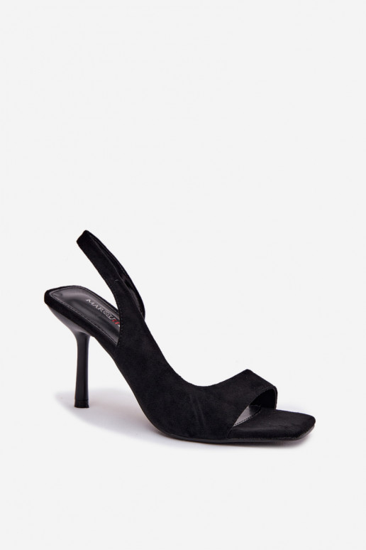 Damensandalen mit dünnen Absätzenaus Öko-INildlederu schZuarze Farbe Calvoria