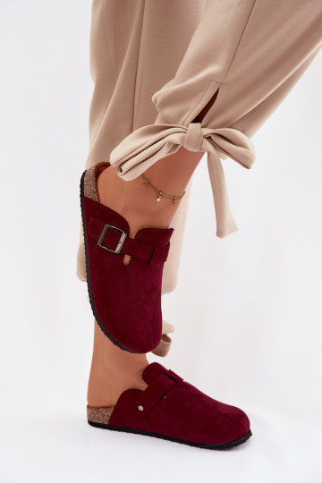 Delirisse Damen Holzschuhe mit Schnallen in Bordeaux