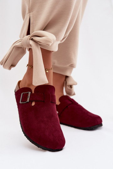 Delirisse Damen Holzschuhe mit Schnallen in Bordeaux 2