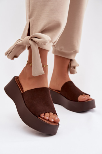 Liorisse Damen Slipper mit Plateau in Schokoladenfarbe 2