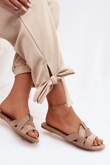 Pavelle Flache Damen Slipper mit Riemen in Sand