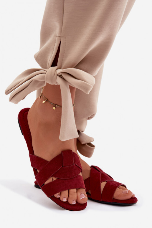 gleichschenklig Damenhausschuhe mit Streifen Burgund Pavelle