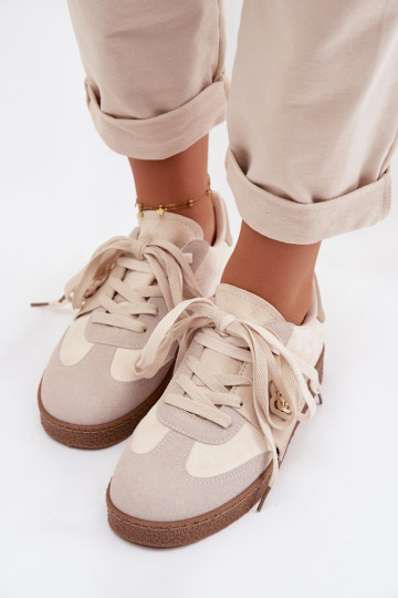 Sneakers Stilvollllschuhe Feminin Mit Dekorationen Detalem Beige Kalirina