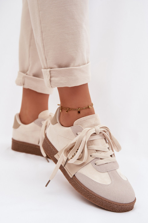 Sneakers Stilvollllschuhe Feminin Mit Dekorationen Detalem Beige Kalirina
