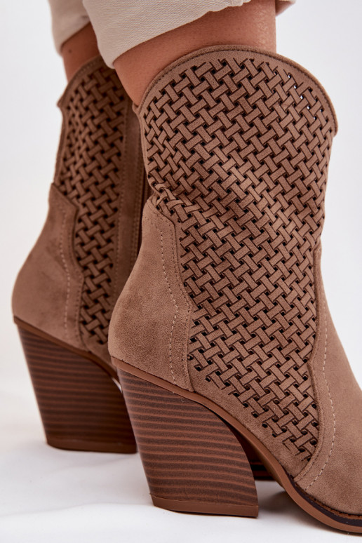 mit durchbrochenen Elementen Damenstiefel Beige Rivorina