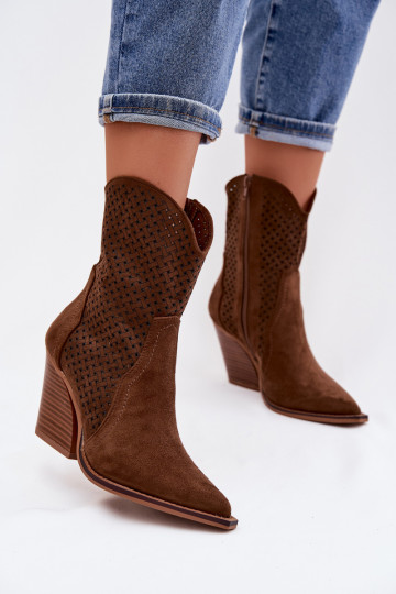 mit durchbrochenen Elementen Damenstiefel braune Farbe Rivorina