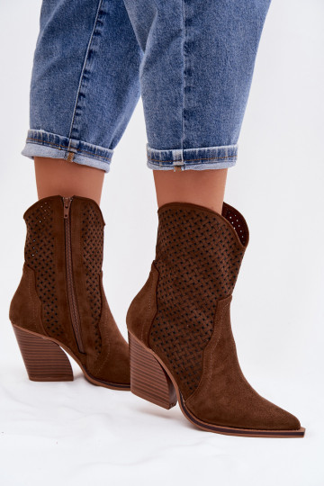 mit durchbrochenen Elementen Damenstiefel braune Farbe Rivorina 2