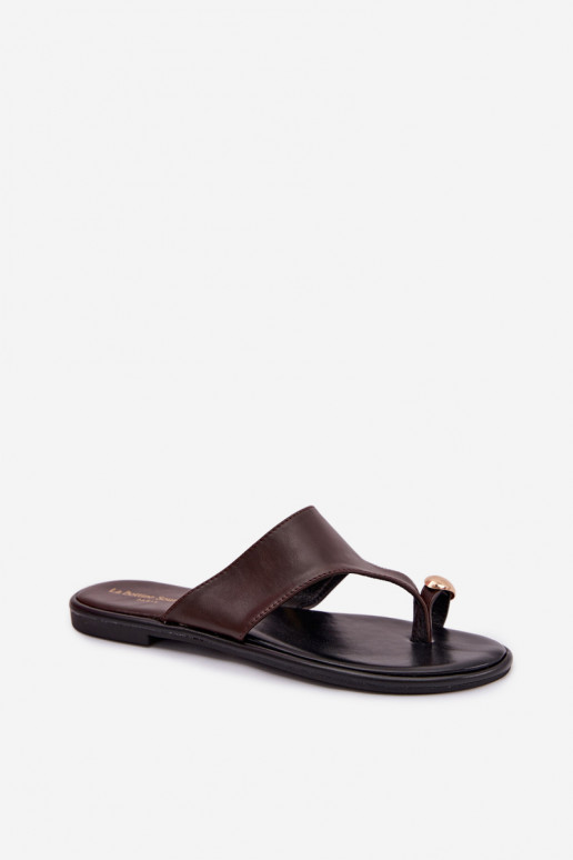 Hausschuhe FrauenZuohnung Eko Haut Ze goldene Farbem Detalem CzekoladoZue Lavessa