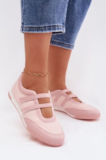 Sportliche Damenballerinas mit Riemen rosa Farvessa 2