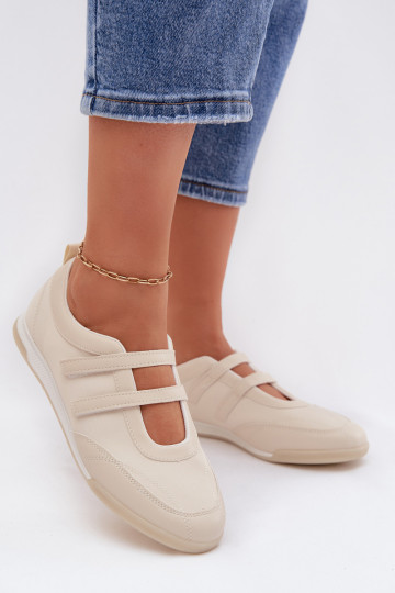 Sportlicher Stil Ballerinas Feminin mit Streifen Beige Farvessa
