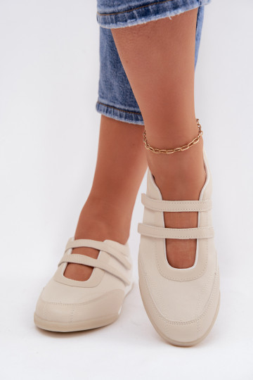 Sportlicher Stil Ballerinas Feminin mit Streifen Beige Farvessa 2