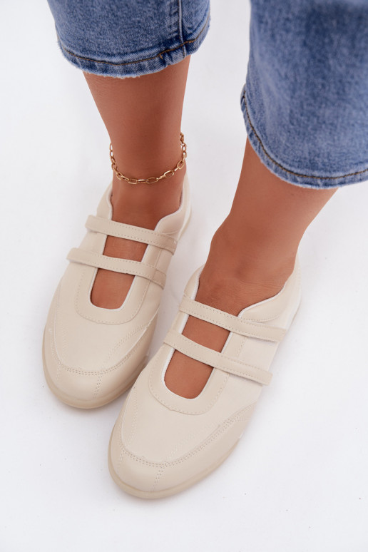 Sportlicher Stil Ballerinas Feminin mit Streifen Beige Farvessa