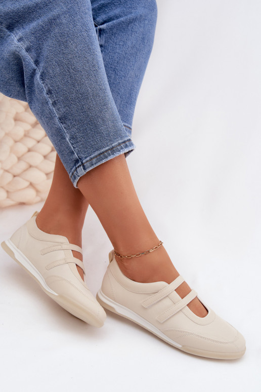 Sportlicher Stil Ballerinas Feminin mit Streifen Beige Farvessa