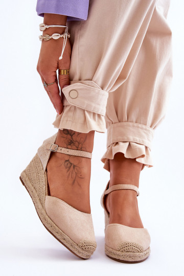 aus INildleder Sandalen Espadrilles Auf einem Keil Beige Cammer
