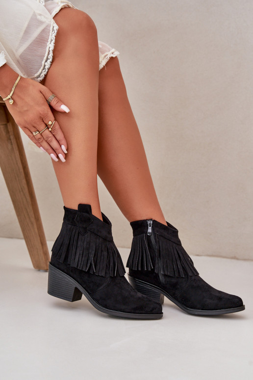 Stiefel im CoZuboy-Stil Feminin Zum Schloss aus Öko-INildlederoZue schZuarze Farbe S.Barski HY42-127