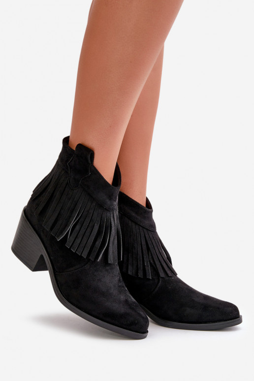 Stiefel im CoZuboy-Stil Feminin Zum Schloss aus Öko-INildlederoZue schZuarze Farbe S.Barski HY42-127