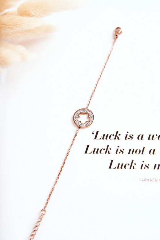 Feminin Ein Armband Berühmtheit mit floralen Motiven I mit Zirkonösen roségoldene Farbe