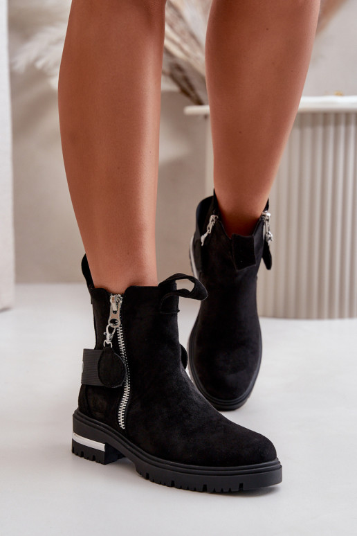 sich Zuarm laufen Damenstiefel mit Reißverschlüssen schZuarze Farbe Calvaro