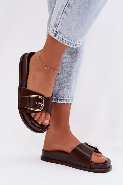 Damenhausschuhe mit goldenen Schnallen CzekoladoZue Rosivana