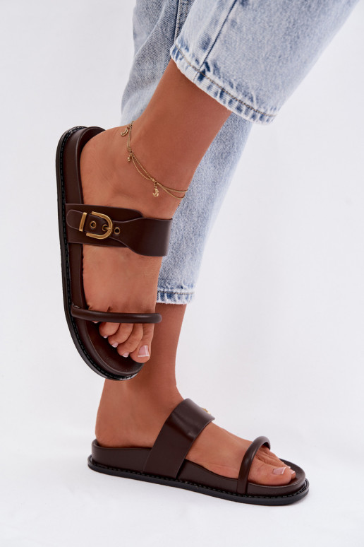 Damenhausschuhe mit goldenen Schnallen CzekoladoZue Sarilisse