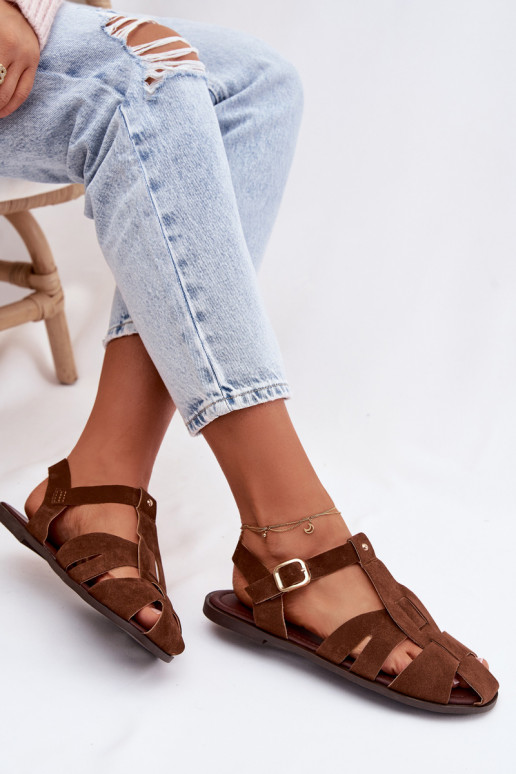 Damensandalen Rzymianki gleichschenklig braune Farbe Belanessa