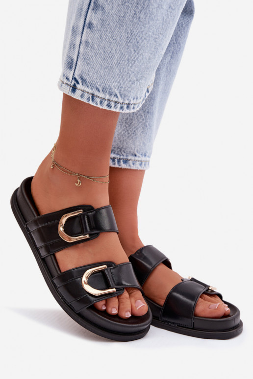 Eko Lederhausschuhe Feminin mit Streifen schZuarze Farbe Rosinessa