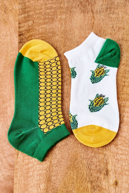 Socken ein Paar verschiedene Designs mit Es mussis INeiß-grüne Farbe
