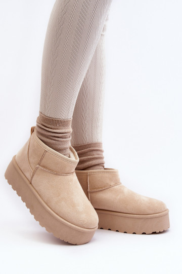 Damen-Schneestiefel mit Plateausohle elfenbeinfarbene Farbe Mennja 2