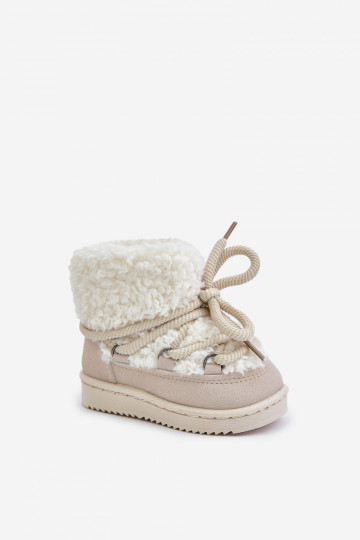 Kinder-warme Stiefeletten Schneestiefel mit Riemen sandfarbene Farbe Asija