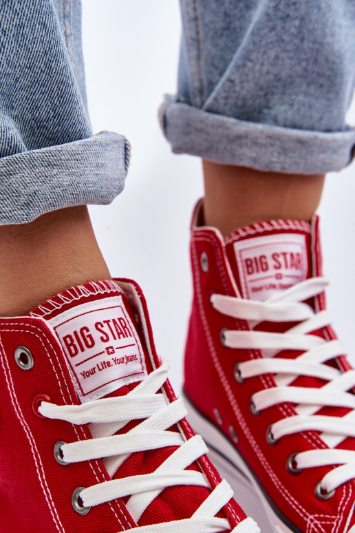 Feminin Klassisches Stilvollll Freizeitschuhe mit Sohle Big Star T274024 rote Farbe