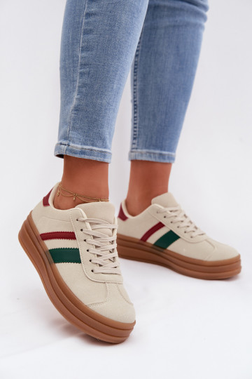 Sneakers Stilvollllschuhe Feminin mit einer Plattform Beige Janivelle 2