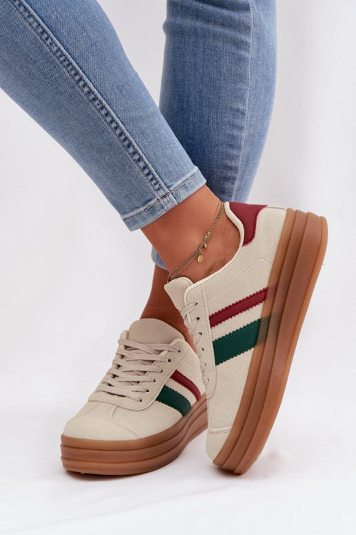 Sneakers Stilvollllschuhe Feminin mit einer Plattform Beige Janivelle