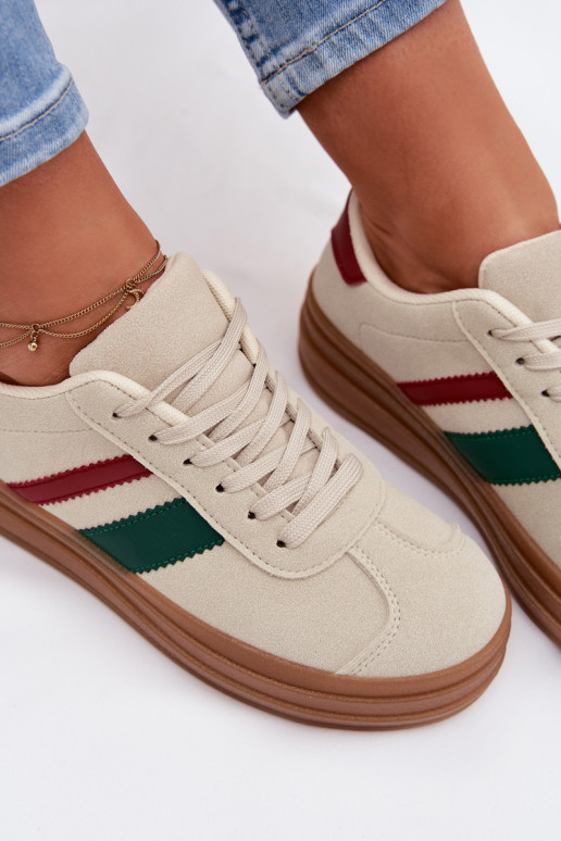 Sneakers Stilvollllschuhe Feminin mit einer Plattform Beige Janivelle