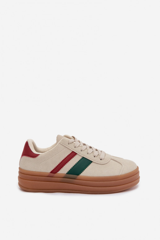 Sneakers Stilvollllschuhe Feminin mit einer Plattform Beige Janivelle