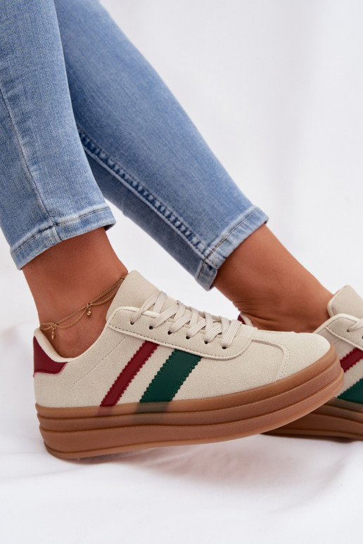 Sneakers Stilvollllschuhe Feminin mit einer Plattform Beige Janivelle