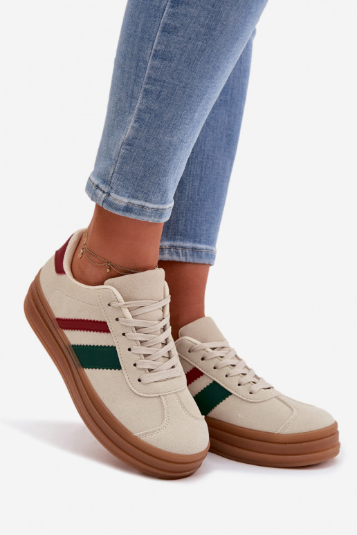 Sneakers Stilvollllschuhe Feminin mit einer Plattform Beige Janivelle