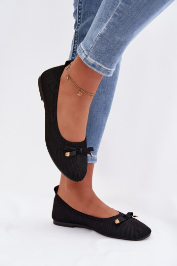 Ballerinas mit Bändern schZuarze Farbe Amelivra