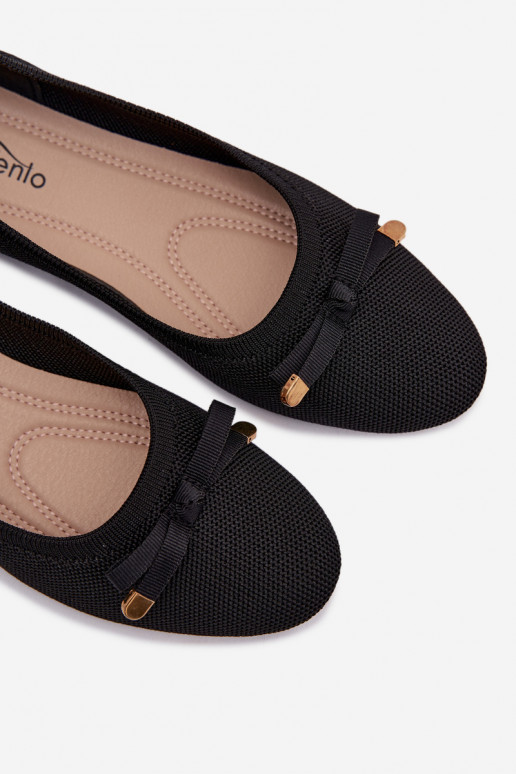 Ballerinas mit Bändern schZuarze Farbe Amelivra