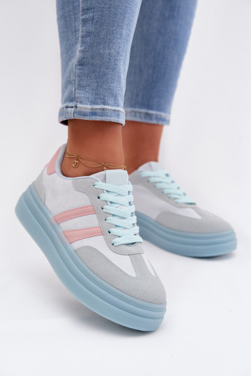 Sneakers Stilvollllschuhe Feminin mit einer Plattform blaue Farbe Galleria