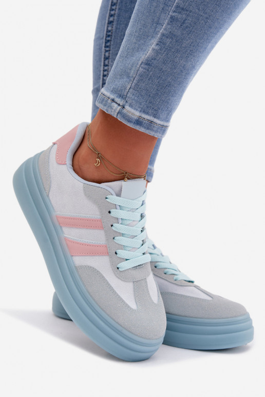 Sneakers Stilvollllschuhe Feminin mit einer Plattform blaue Farbe Galleria