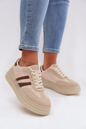 Sneakers Stilvollllschuhe Feminin mit einer Plattform Beige Galleria 2