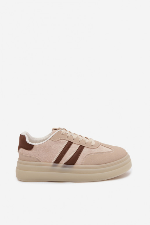 Sneakers Stilvollllschuhe Feminin mit einer Plattform Beige Galleria