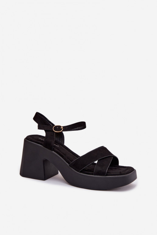 Damensandalen Auf einer riesigen Stangeaus Öko-INildlederu schZuarze Farbe Tereza