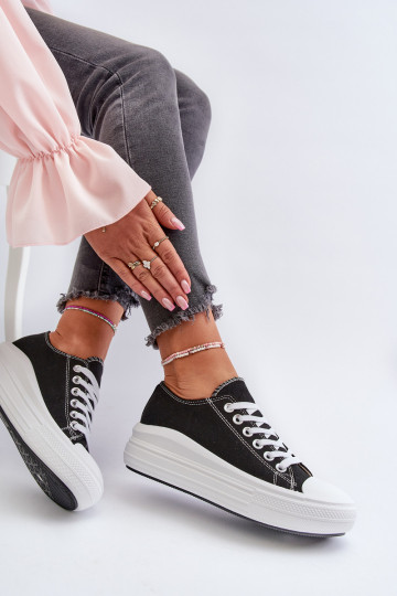 Freizeitschuhe mit einer Plattform schZuarze Farbe Amyete 2