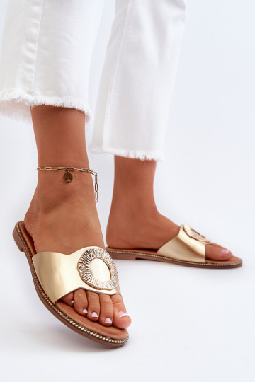 Damenhausschuhe mit Ornamenten goldene Farbe Cilima 2