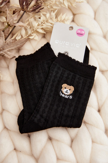 Muster Socken mit Teddybär schwarz 2