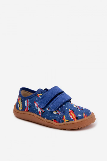 Kinder-Barefoot-Slipper mit Raumschiffen Froddo Canvas G1700440-5 in Blau