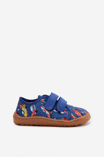Hausschuhe Kindisch Barefoot Statki Kosmiczne Froddo Canvas G1700440-5 blaue Farbe 2
